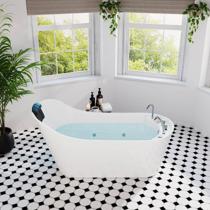 Empava 67" Freestanding Whirlpool Bathtub With Reversible Drain | EMPV-67AIS09