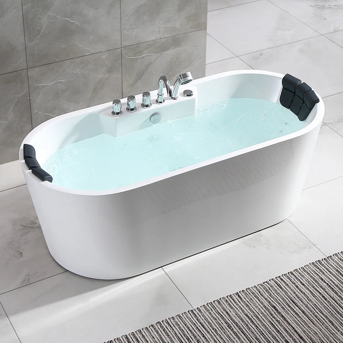 Empava 67" Freestanding Whirlpool Bathtub with Center Drain | EMPV-67AIS01