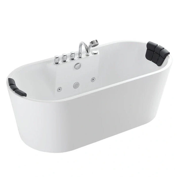 Empava 67" Freestanding Whirlpool Bathtub with Center Drain | EMPV-67AIS01