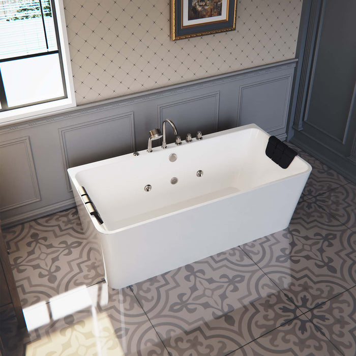 Empava 67" Freestanding Whirlpool Bathtub with Center Drain | EMPV-67AIS03