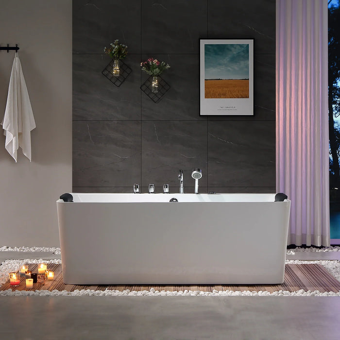 Empava 67" Freestanding Whirlpool Bathtub with Center Drain | EMPV-67AIS03