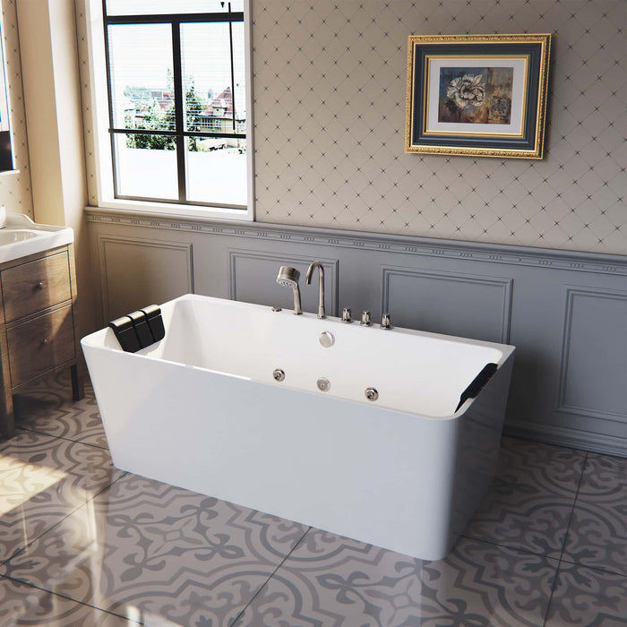 Empava 67" Freestanding Whirlpool Bathtub with Center Drain | EMPV-67AIS03