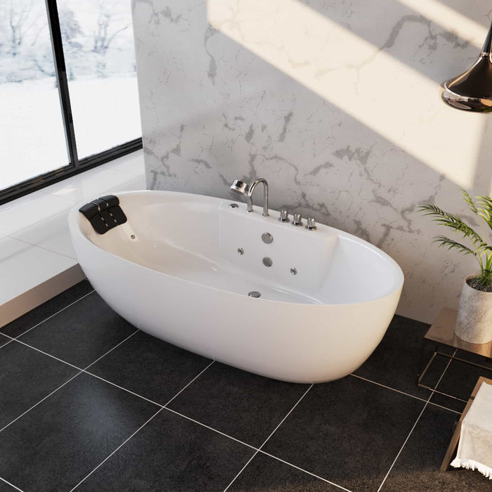 Empava 67" Freestanding Whirlpool Bathtub with Center Drain | EMPV-67AIS13