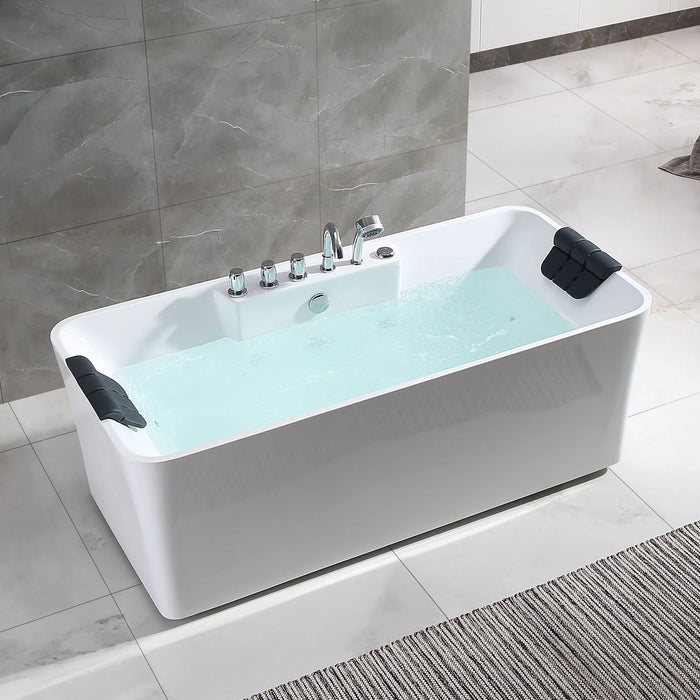 Empava 67" Freestanding Whirlpool Bathtub with Center Drain | EMPV-67AIS16