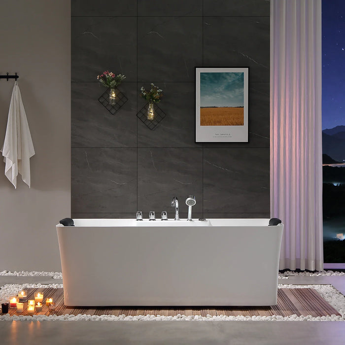 Empava 67" Freestanding Whirlpool Bathtub with Center Drain | EMPV-67AIS16