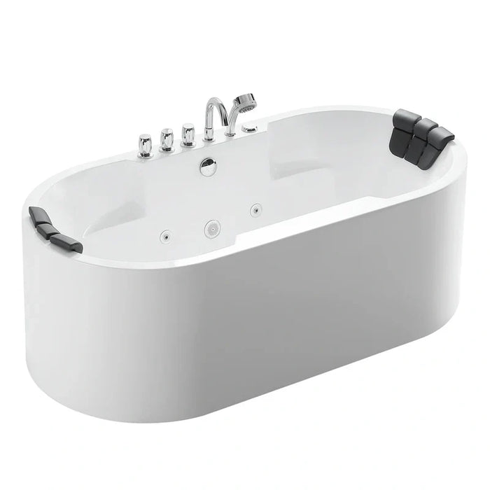 Empava 67" Freestanding Whirlpool Bathtub with Center Drain | EMPV-67AIS17