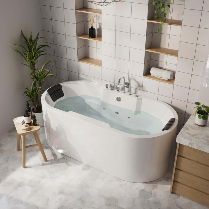 Empava 67" Freestanding Whirlpool Bathtub with Center Drain | EMPV-67AIS17
