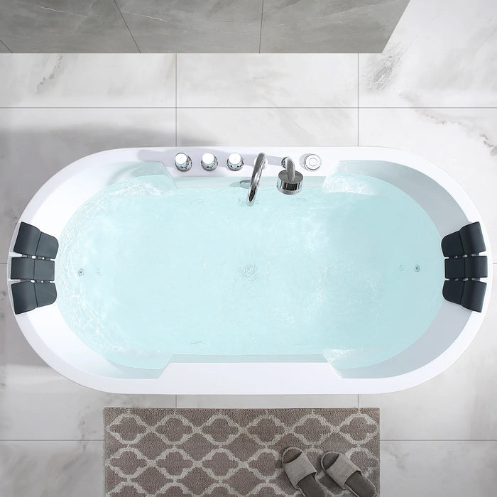 Empava 67" Freestanding Whirlpool Bathtub with Center Drain | EMPV-67AIS17