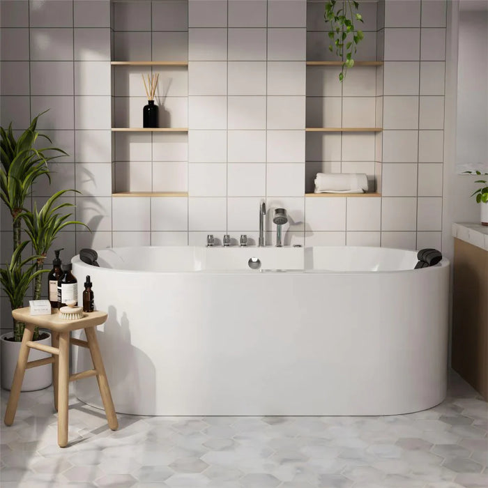 Empava 67" Freestanding Whirlpool Bathtub with Center Drain | EMPV-67AIS17