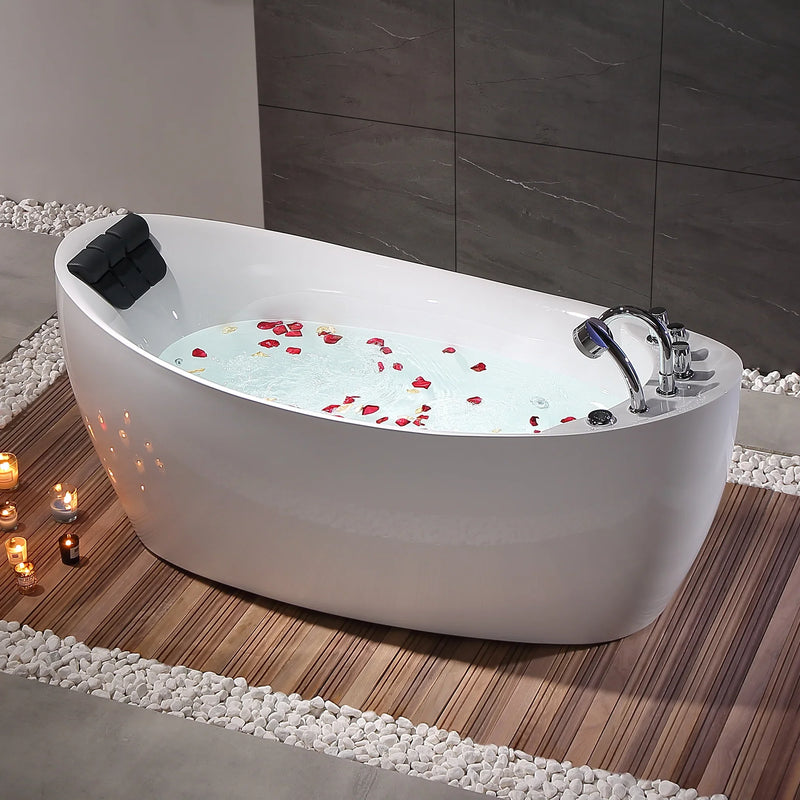 Empava 67" Freestanding Whirlpool Bathtub with Reversible Drain | EMPV-67AIS02