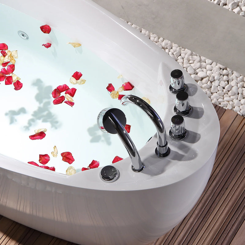 Empava 67" Freestanding Whirlpool Bathtub with Reversible Drain | EMPV-67AIS02