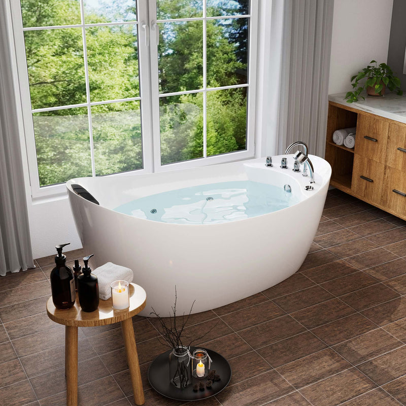 Empava 67" Freestanding Whirlpool Bathtub with Reversible Drain | EMPV-67AIS02 (image 2)