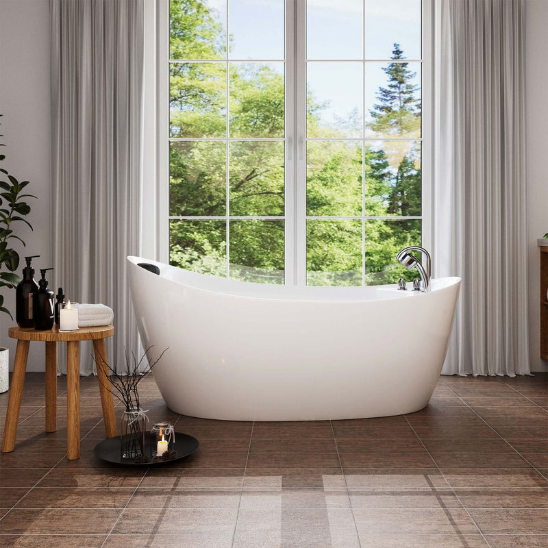 Empava 67" Freestanding Whirlpool Bathtub with Reversible Drain | EMPV-67AIS02 (image 4)