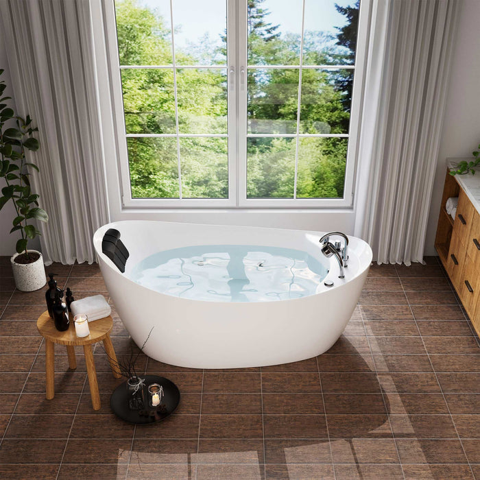Empava 67" Freestanding Whirlpool Bathtub with Reversible Drain | EMPV-67AIS02