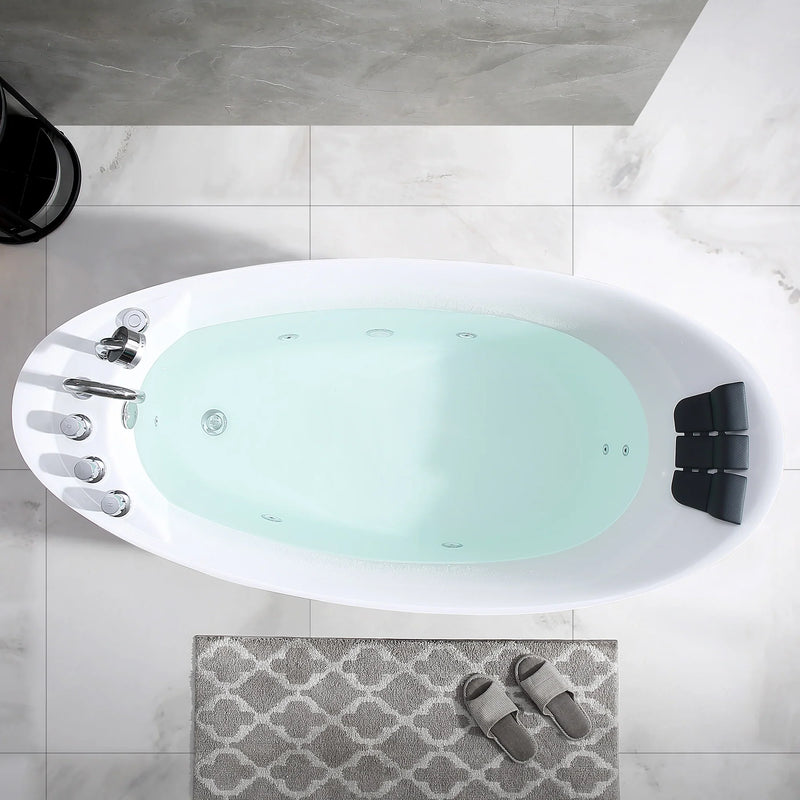 Empava 67" Freestanding Whirlpool Bathtub with Reversible Drain | EMPV-67AIS02