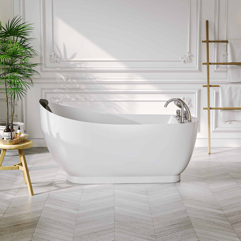 Empava 67" Freestanding Whirlpool Bathtub with Reversible Drain | EMPV-67AIS05 (image 1)