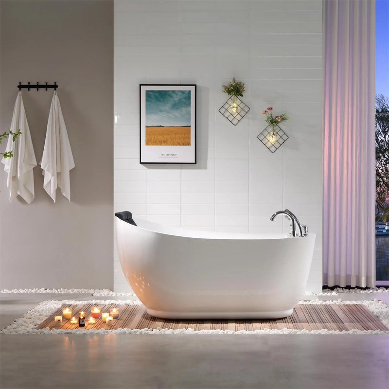 Empava 67" Freestanding Whirlpool Bathtub with Reversible Drain | EMPV-67AIS05 (image 2)