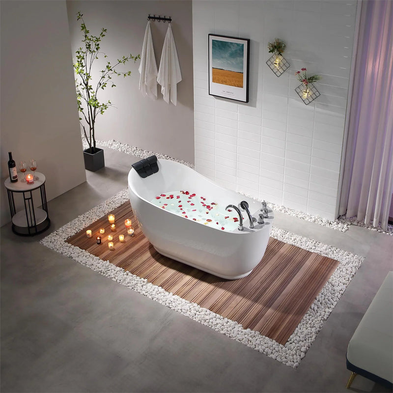 Empava 67" Freestanding Whirlpool Bathtub with Reversible Drain | EMPV-67AIS05 (image 7)