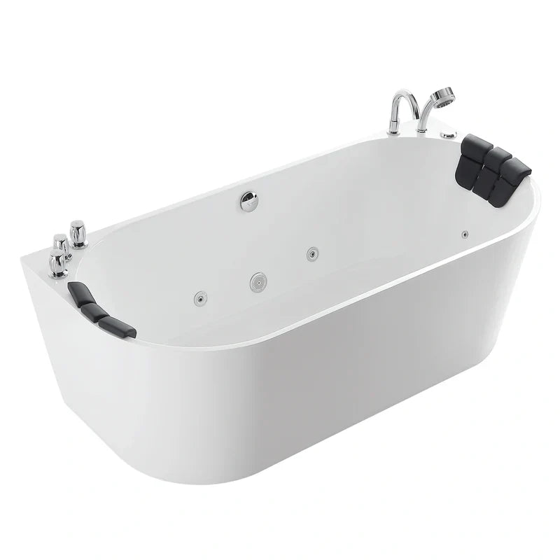 Empava 67" Freestanding Whirlpool Bathtub with Reversible Drain | EMPV-67AIS07