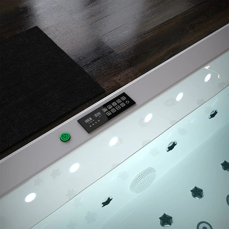 Empava 75" Freestanding 2-Person Rectangle LED Tub With Right Drain | EMPV-75JT901