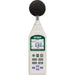 Extech 407780A integrating sound level datalogger front view digital display foam windscreen.