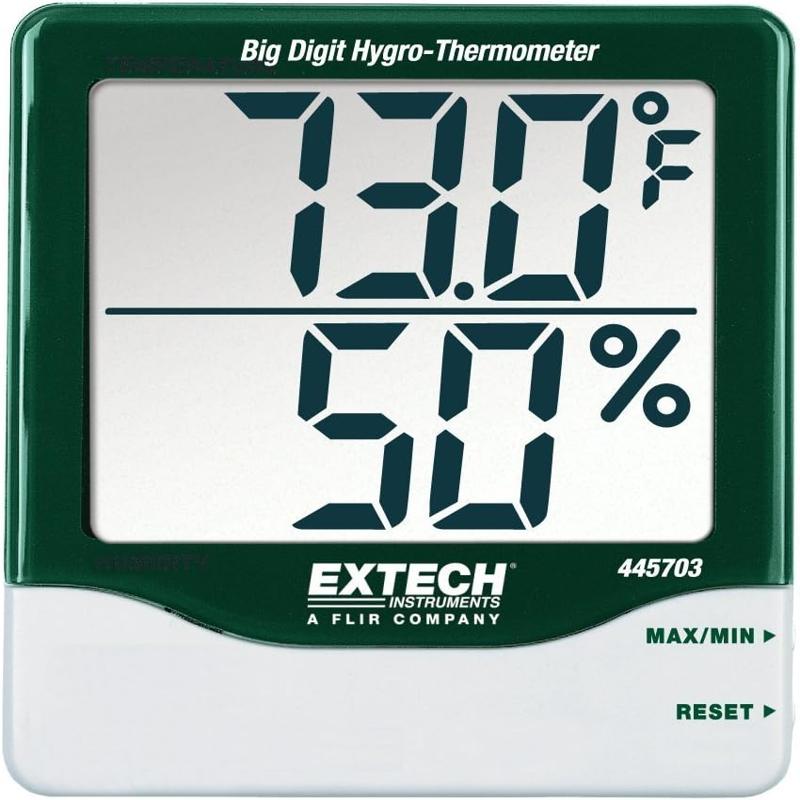 Extech 445703 big digit front view lcd display temperature humidity.