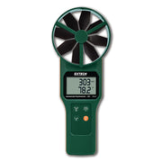 Extech AN310 NIST front view large vane anemometer digital display.
