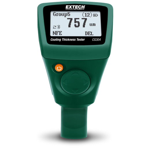 Extech CG304 Coating Thickness Tester front view digital display power button.