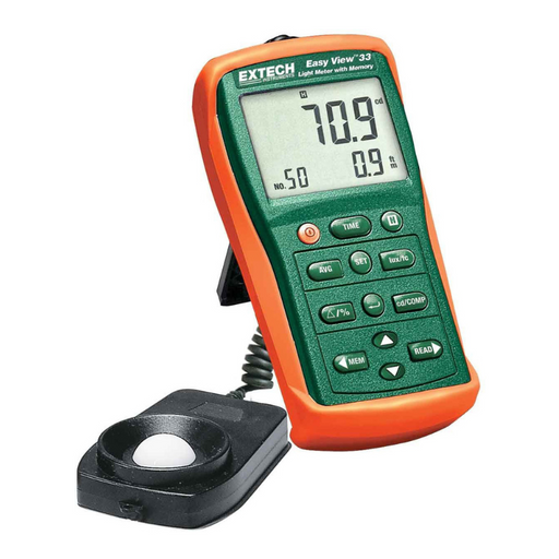 Extech EA33 NIST EasyView Light Meter front view digital display orange and green case.02
