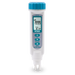 Extech EC150 front view digital display ppm temperature reading blue cap.