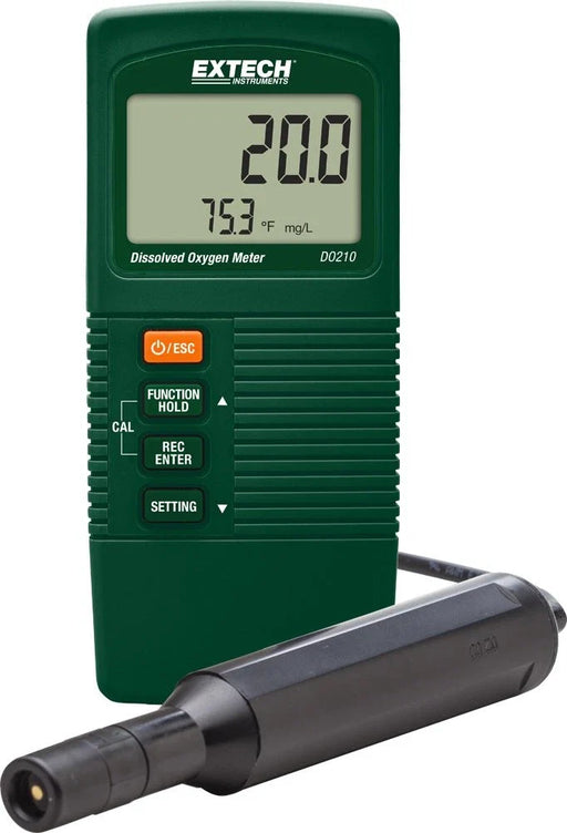 Extech EC210 Compact Conductivity TDS Meter front view digital display with probe.