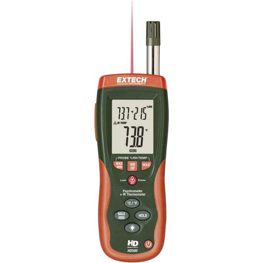 Extech HD500 NIST front view digital display red green thermometer sensor