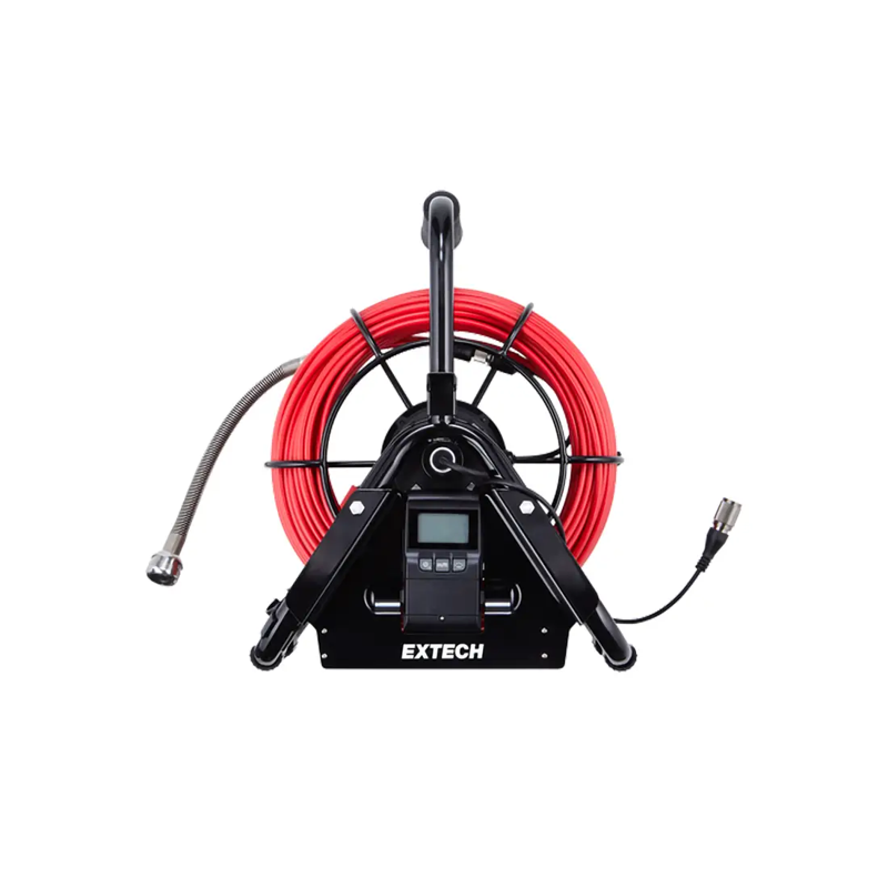 Extech HDV7C P28 30 front view black frame red cable digital display.
