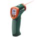 Extech IR400 Mini Infrared Thermometer angled view digital display black and orange laser pointer.