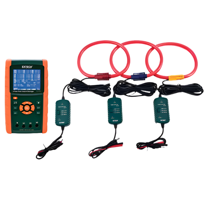 Extech PQ3450 30 front kit multimeter with three 3000a probes orange green body 1.