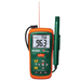 Extech RH101 front view digital display infrared sensor orange green case.