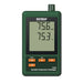Extech SD500 front view digital display orange buttons.