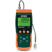 Extech SDL800 NIST Vibration Meter SD Logger front view orange green body large display sensor attached