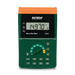 Extech UM200 NIST front view digital display green case orange top.
