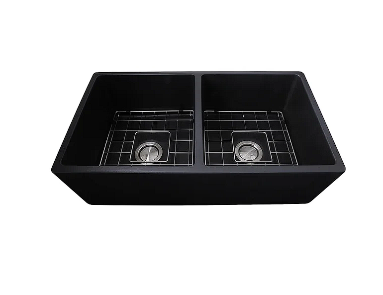 Nantucket Sinks FCFS3318D Double Bowl Farmhouse Fireclay Sink