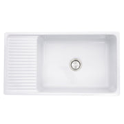 Nantucket Sinks FCFS36-DB 36" Italian Farmhouse Fireclay Sink with Built-In Drainboard (image 3)