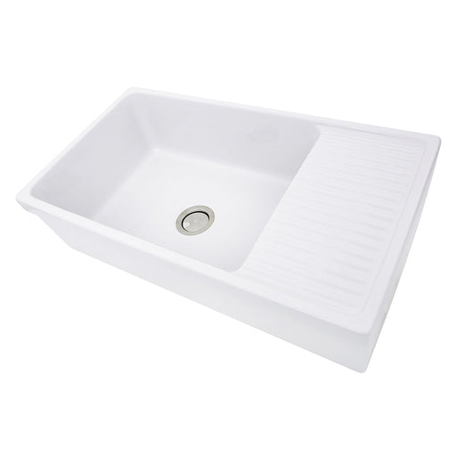 Nantucket Sinks FCFS36-DB 36 Inch Italian Farmhouse Fireclay Sink with Built-In Drainboard