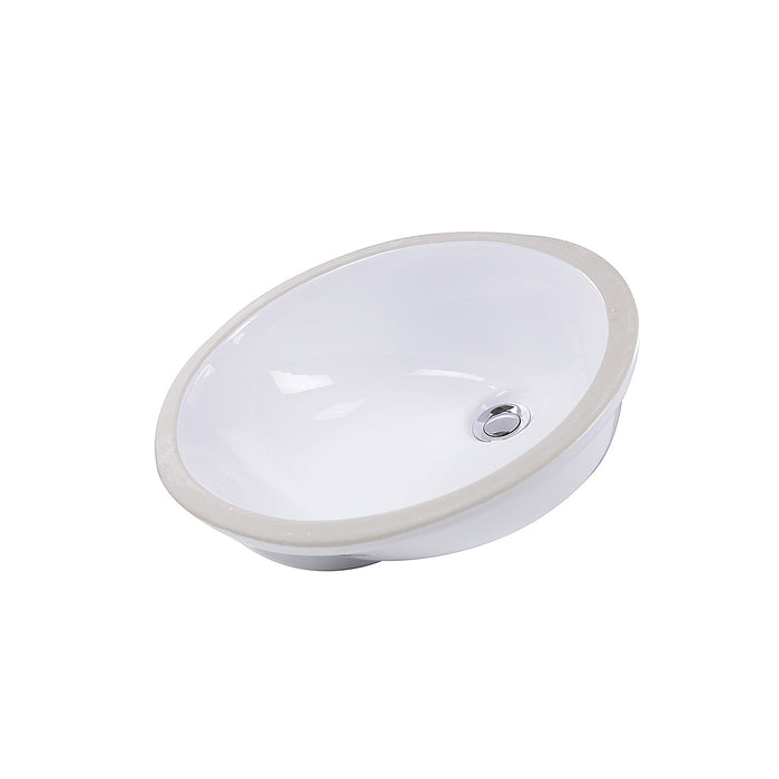 Nantucket Sinks 15 x 12" Glazed Bottom Undermount Oval Ceramic Sink In White