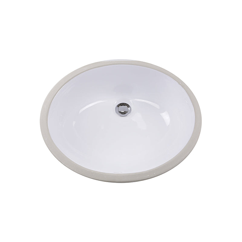 Nantucket Sinks GB-15x12-W 15" x 15" Glazed Bottom Undermount Oval Ceramic Sink In White (image 4)
