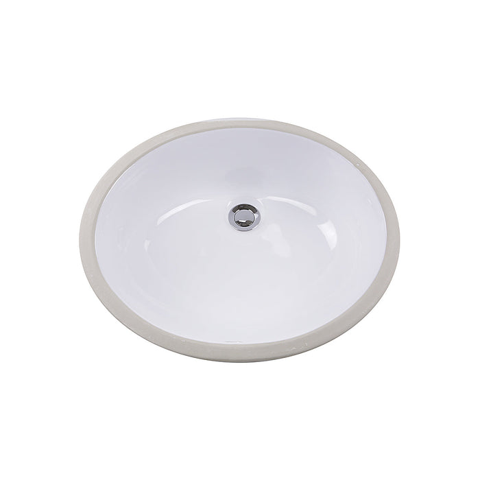 Nantucket Sinks GB-15x12-W 15" x 15" Glazed Bottom Undermount Oval Ceramic Sink In White