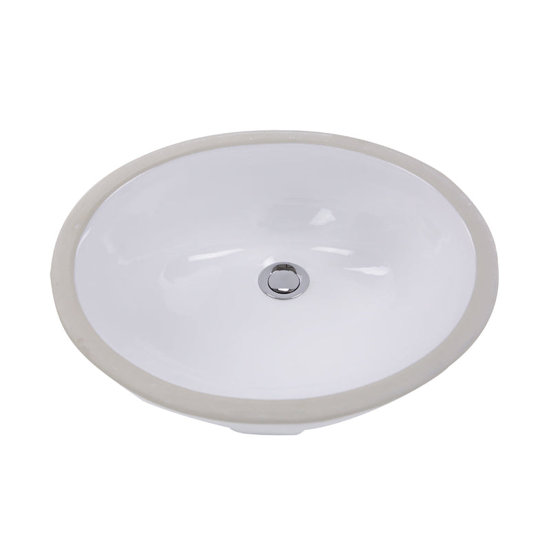 Nantucket Sinks GB-17x17-W 17" x 14" Glazed Bottom Undermount Oval Ceramic Sink In White (image 3)