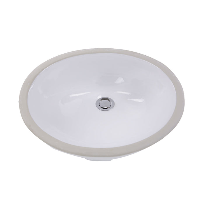 Nantucket Sinks GB-17x17-W 17" x 14" Glazed Bottom Undermount Oval Ceramic Sink In White