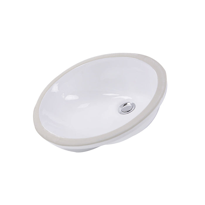 Nantucket Sinks GB-17" Glazed Bottom Undermount Oval Ceramic Sink In White