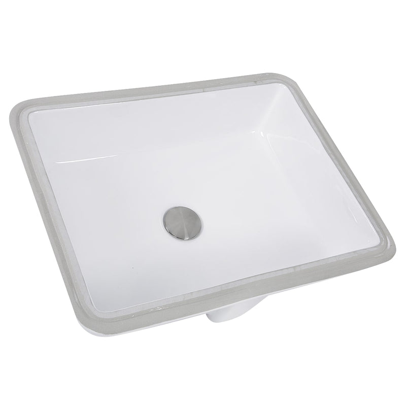 Nantucket Sinks GB-17x13-W 17" x 13" Glazed Bottom Undermount GB-17x13-W Rectangle Ceramic Sink In White (image 2)