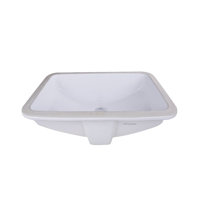 Nantucket Sinks GB-18x12-W 18" x 12" Glazed Bottom Undermount Rectangle Ceramic Sink In White